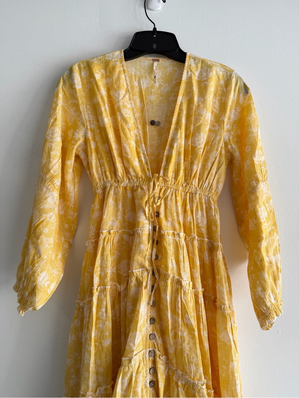 New! Free People Sunshine Yellow Pappiet Chintzy Floral Midi Dress 8434 - Picture 7 of 16